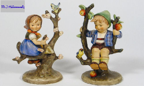 Goebel Hummel Porcelain Appletree Girl and Appletree Boy Figurines