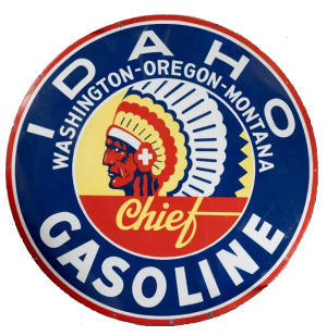 Idaho Chief Gasoline Porcelain Identification Sign