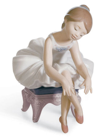 Lladro Little Ballerina sitting on stool