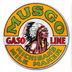 Vintage Musgo Gasoline Porcelain Enamel Gas Station Sign