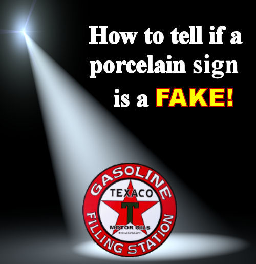 Fake Porcelain Gas Station Sign in Spotlight