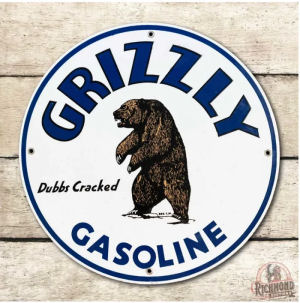 Grizzly Gasoline Porcelain Advertising Sign